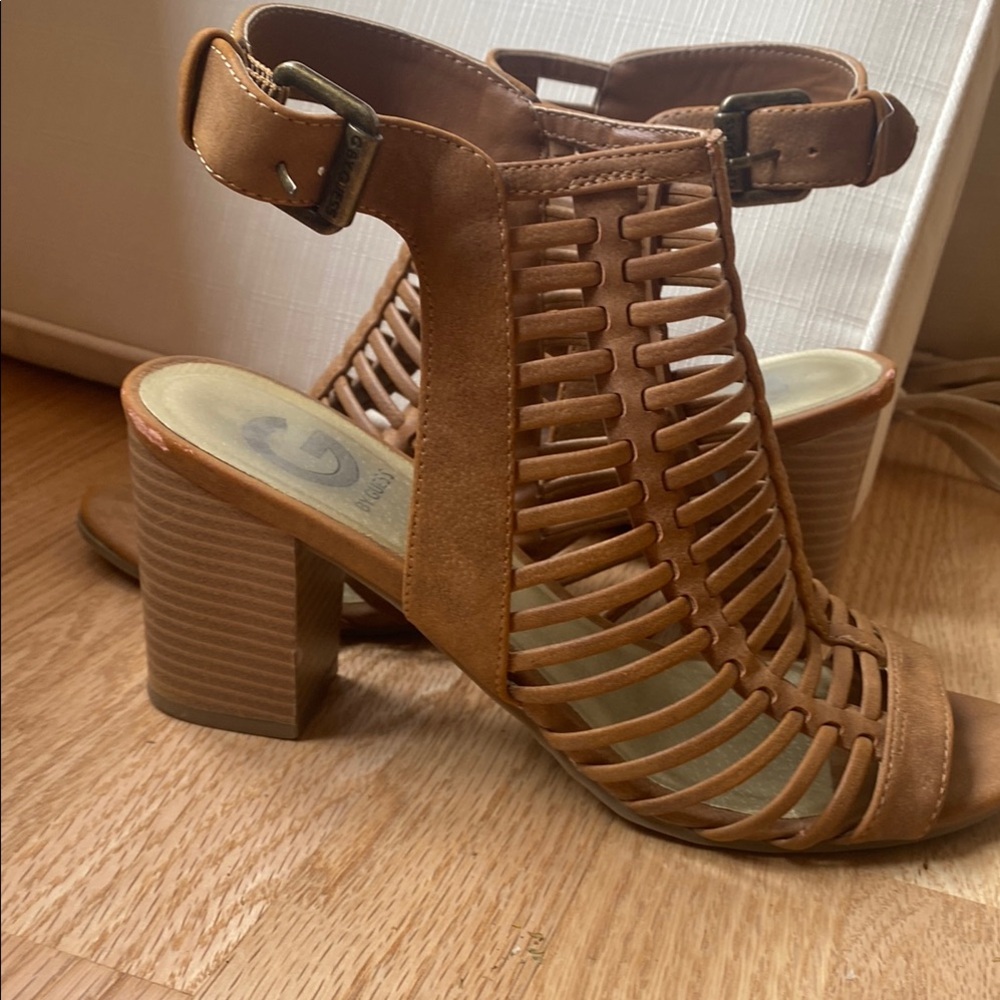 G by Guess Brown Lattice Sandals